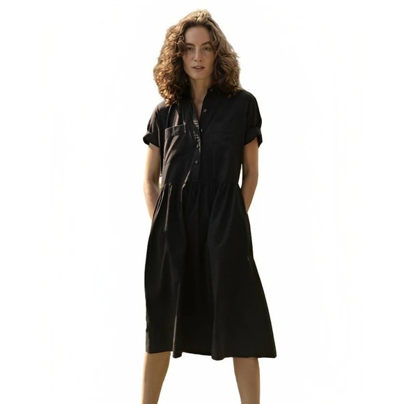 Everlane Dresses & Skirts - Everlane The Parklet Shirtdress in Black Size 6 Short Sleeve Casual Party Gothic